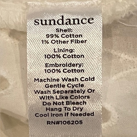 Sundance Women’s Embroidered Eyelet Balloon Slv 💯 cotton Button blouse M - Picture 8 of 14